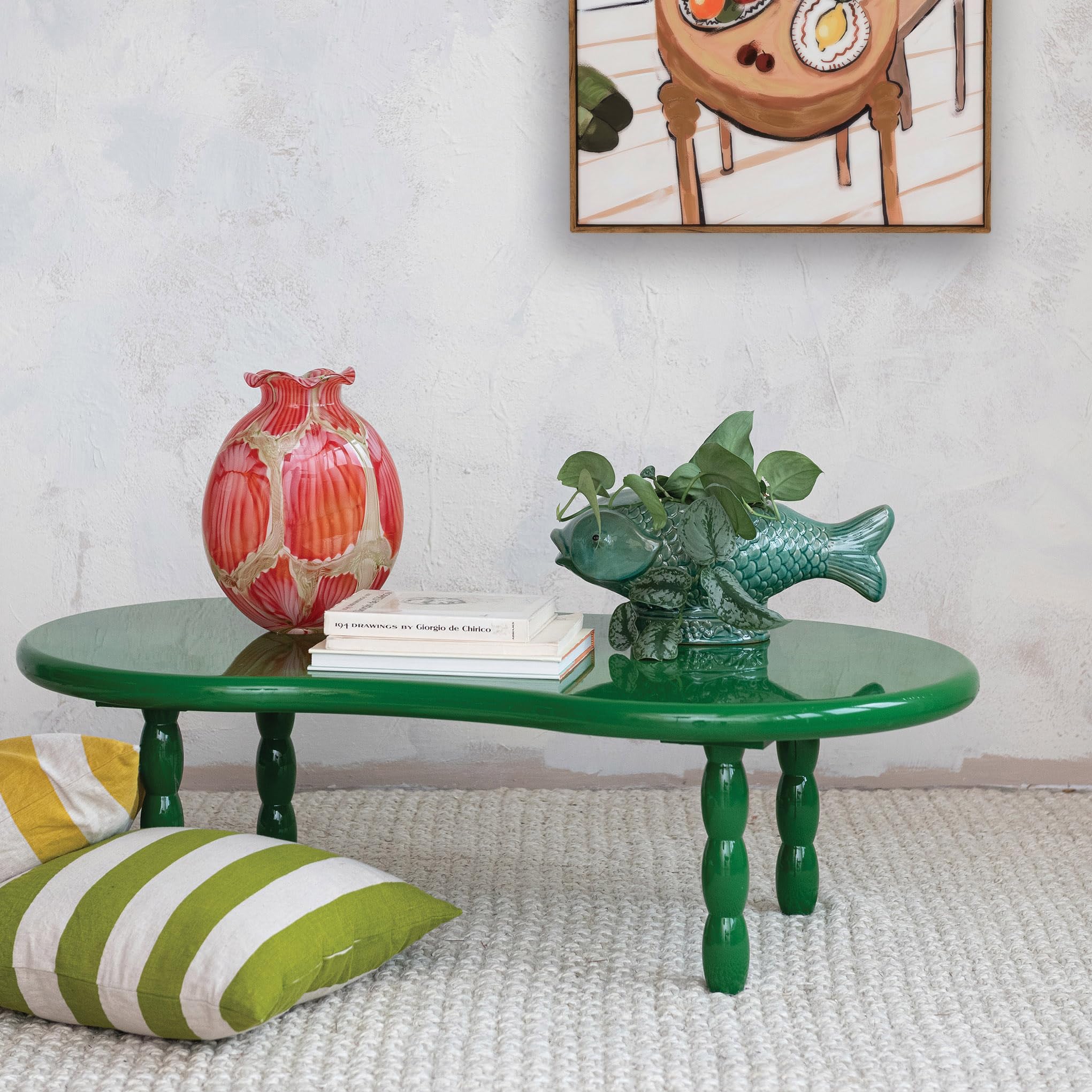 Amazon.com: Creative Co-Op Oval Firwood Lacquered Coffee Table